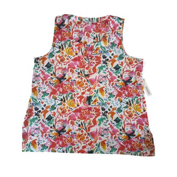 Chico’s Plus 4 XXL Abstract Notch Neck Tank Top Pima Cotton Knit Sleeveless - Picture 4 of 8